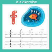 letra do alfabeto exercício f-fish, ilustração vetorial de conceito de corte de papel