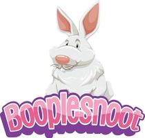 Projeto da fonte booplesnoot com um personagem de desenho animado de coelho fofo vetor