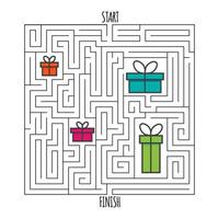 jogo labirinto de labirinto quadrado para crianças. enigma da lógica do labirinto. vetor
