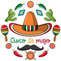 Modelo de cartão de cinco de mayo com decorações mexicanas vetor