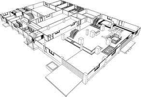 3d ilustração do industrial construção vetor