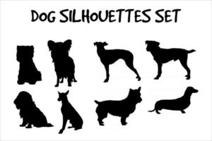 conjunto de silhuetas de raças de cães. ilustração vetorial altamente detalhada e suave vetor