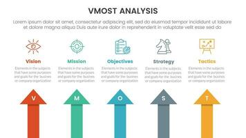 vmost análise modelo estrutura infográfico 5 ponto etapa modelo com seta forma topo direção conceito para deslizar apresentação vetor