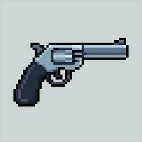 pixel arte pistola. pixelizada pistola. pistola roleta arma de fogo arma ícones fundo pixelizada para a pixel arte jogos e ícone para local na rede Internet e vídeo jogo. velho escola retrô. vetor