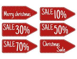 conjunto vermelho desconto rótulo vetor isolado em branco fundo, Natal venda papel rótulo.