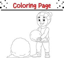 feliz Natal inverno Garoto coloração página para crianças. vetor