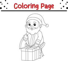 feliz Natal santa claus coloração página para crianças. .linha arte Projeto para crianças coloração página. vetor ilustração. isolado em branco fundo.