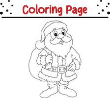 feliz santa claus Natal coloração página para crianças. feliz inverno Natal tema coloração livro. vetor