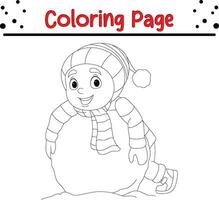 fofa crianças Natal coloração página para crianças. feliz inverno Natal tema coloração livro. vetor