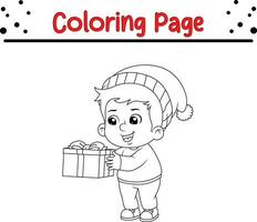 inverno pequeno crianças coloração página para crianças. vetor Preto e branco ilustração isolado em branco fundo.