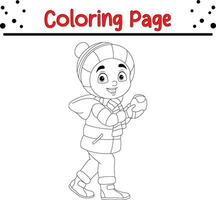 fofa crianças Natal coloração página para crianças. feliz inverno Natal tema coloração livro. vetor
