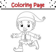 feliz Natal duende coloração página para crianças. .linha arte Projeto para crianças coloração página. vetor ilustração. isolado em branco fundo.