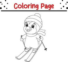 feliz Natal pinguim coloração página para crianças. vetor