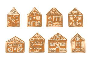 conjunto do Pão de gengibre casas do diferente formas, estilos e tamanhos vetor