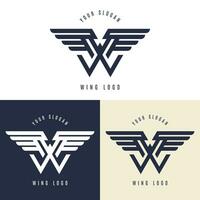 W carta para asas logotipo projeto, combinação W carta e asas. - vetor. vetor