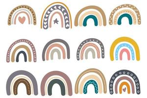 conjunto de arco-íris fofos em estilo escandinavo vetor