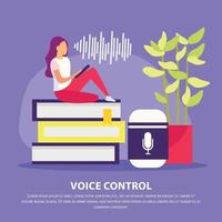 ilustração em vetor cartaz plano de controle de voz