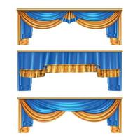 ilustração vetorial conjunto realista de cortinas drapeadas vetor
