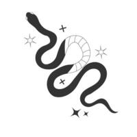 serpente dentro místico linear tatuagem ícone estilo isolado em branco fundo. vetor esotérico ilustração