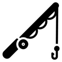 ícone de glifo de vara de pesca vetor
