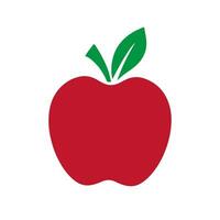 vermelho maçã com verde folha ícone em branco fundo vetor