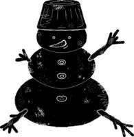 uma Preto e branco desenhando do uma boneco de neve vetor