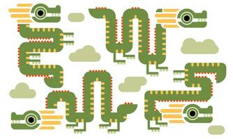 a Dragão ilustração é fez dentro uma geométrico formato dentro verde tons. curvado dragões dentro geométrico abstração. coleção dentro a nuvens. fofa bebê dragões para a ano 2024 em uma branco fundo vetor