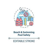 ícone de conceito de segurança de praia e piscina vetor