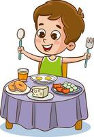 vetor ilustração do fofa crianças tendo café da manhã