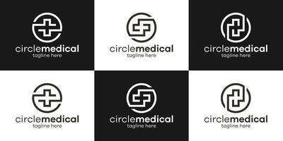 médico logotipo Projeto criativo linha ícone vetor ilustração