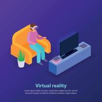 ilustração vetorial de fundo isométrico de realidade virtual vetor