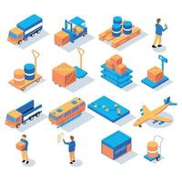 ilustração em vetor ícones isométricos de logística de entrega