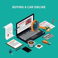 ilustração em vetor comprar carro online