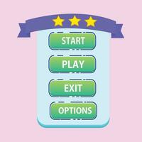 uma jogos com cinco estrelas e uma botão este diz começar jogar Saída opções vetor