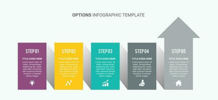 cinco processo passos seta o negócio infográfico modelo vetor