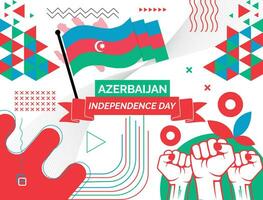 Azerbaijão mapa e elevado punhos. nacional dia ou independência dia Projeto para Azerbaijão celebração. moderno retro Projeto com abstrato ícones. vetor ilustração.