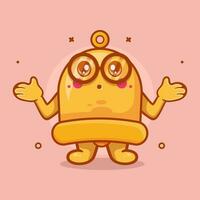 engraçado amarelo Sino personagem mascote com confuso gesto isolado desenho animado dentro plano estilo Projeto vetor