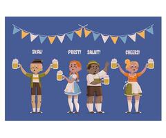 pessoas a comemorar oktoberfest ilustração vetor