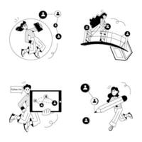 conjunto do social meios de comunicação mão desenhado ilustrações vetor