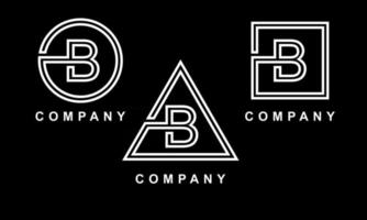 contorno moderno do logotipo da letra b inicial com triângulo, quadrado e círculo vetor