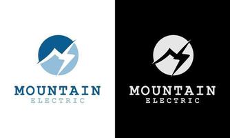 ilustração vetorial gráfico de conceito de montanha criativa nuvem elétrica ícone logotipo relâmpago trovão flash vetor