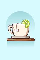 Chá doce com ilustração de limão dos desenhos animados vetor