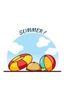 equipamento de natação na ilustração dos desenhos animados de férias de verão vetor