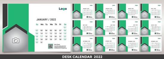 ideia de design de modelo de calendário de mesa grátis 2022, calendário 2022, 2023 vetor