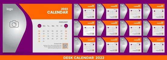 ideia de design de modelo de calendário de mesa grátis 2022, calendário 2022, 2023 vetor