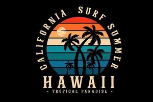 design da silhueta do surf california verão vetor