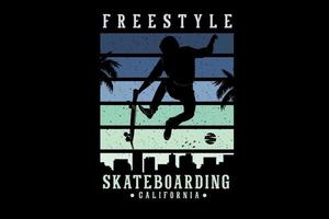 design da silhueta da califórnia skate estilo livre vetor