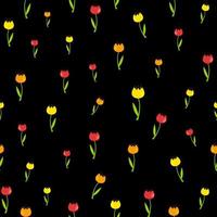 floral sem costura de fundo com ilustração vetorial de tulipas vetor