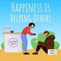felicidade é ajudar outras pessoas nas redes sociais a publicar maquete vetor