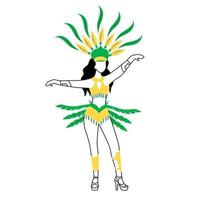 ilustração em vetor silhueta plana feminina em roupas de carnaval